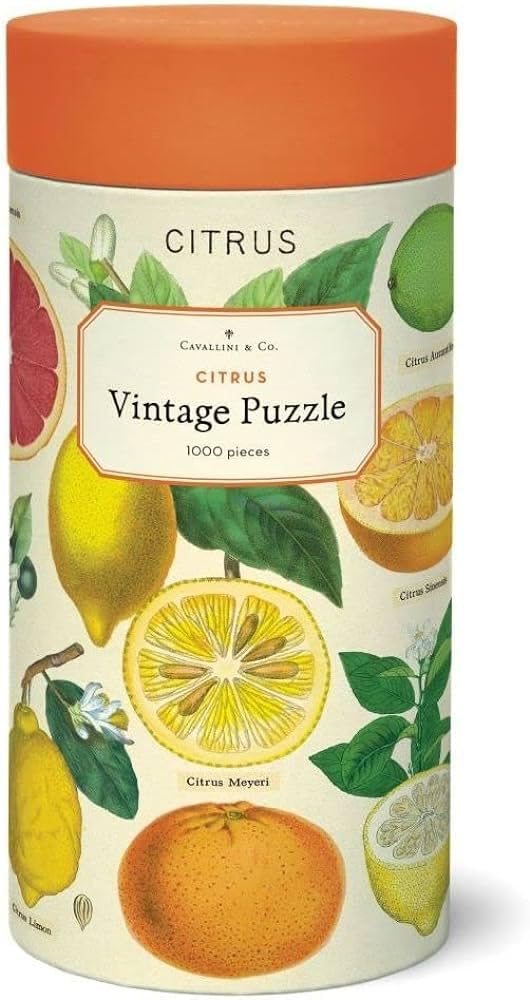 Cavallini citrus puzzle finished 20x28 inches ready for display after completion.