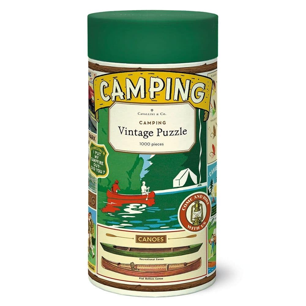 Cavallini & Co camping poster puzzle, 1000 pieces, ideal for mindful weekend activity.