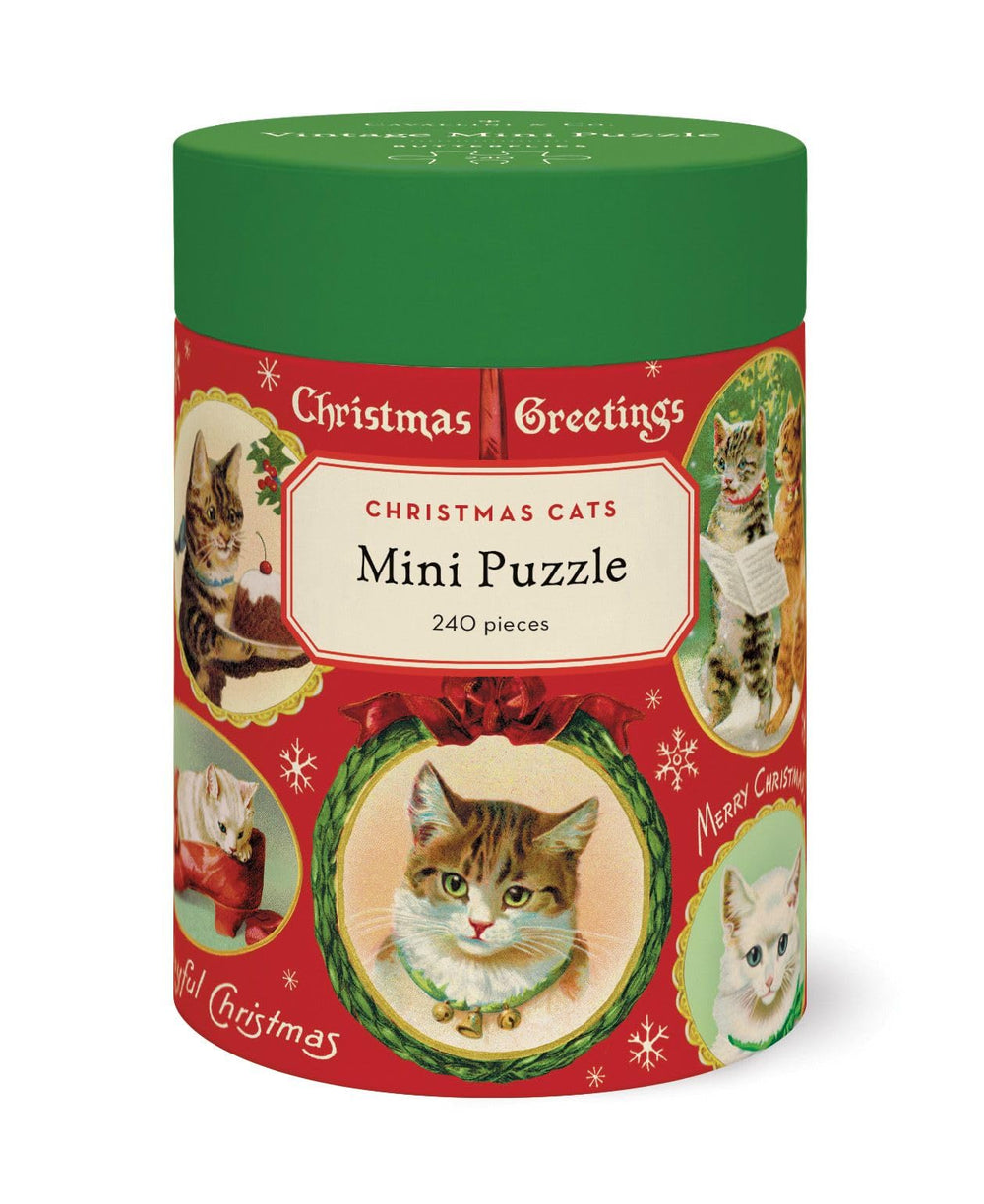 Cavallini & Co Christmas Cat puzzle cover image showcasing vintage feline holiday art for cozy evenings