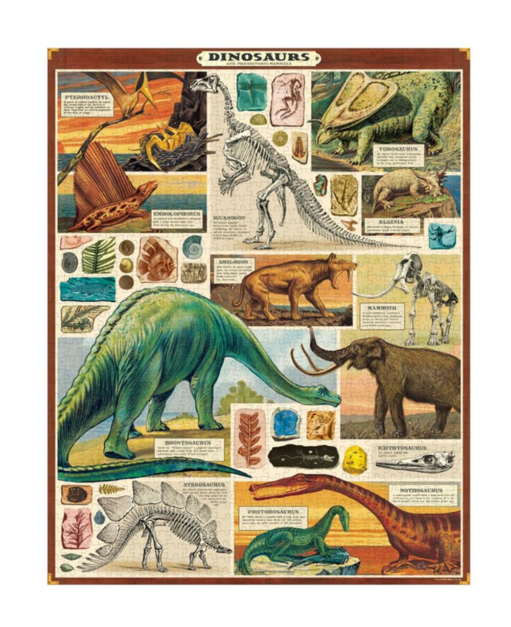 Cavallini & Co Flora Dinosaurs puzzle in cylindrical tube for organized storage.