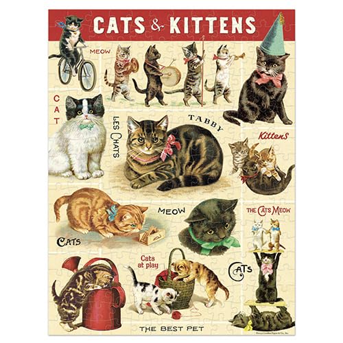 CAVANILLI & CO. Cavallini mini puzzle showcasing vintage cats, a charming gift idea.