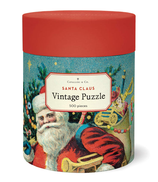 Cavallini & Co Santa Claus puzzle box with vintage illustration for cozy nights.