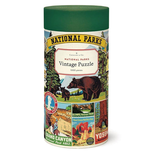 Cavallini Papers & Co National Parks puzzle in tube packaging for easy gifting.