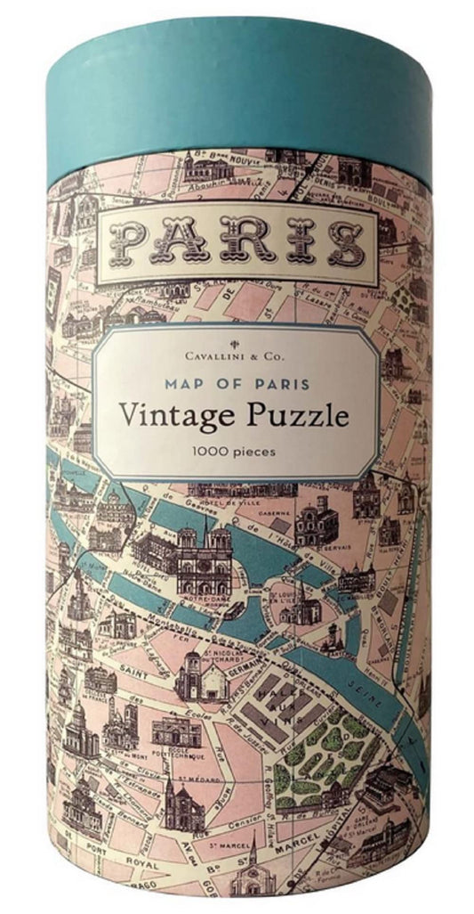 Cavallini Paris Map 1,000-piece puzzle box front with vintage map artwork