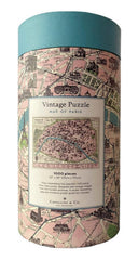 Sturdy tube packaging for Cavallini Paris Map 1,000-piece puzzle; gift-ready