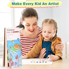Cavnewt mini paint pad child painting to illustrate learning colors and creativity.