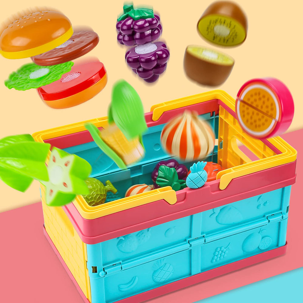 Cawiew vegetable cutting toy set aiding fine motor practice.