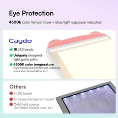 Caydo light up tracing pad in use showing glow for guided drawing at home