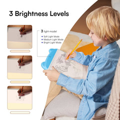 Caydo tracing pad brightness control showing three levels for tasks.