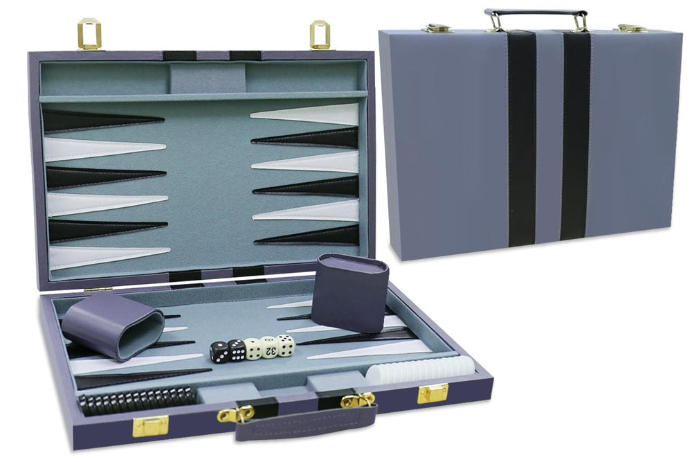 CAYOULR Backgammon Set leather case closed for easy travel