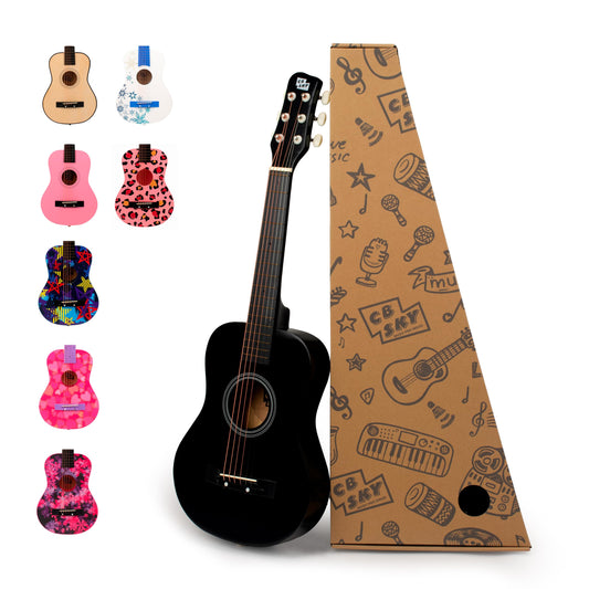 CB SKY 30-inch wooden black guitar front view for junior beginners