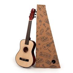CB SKY 30-inch wooden acoustic guitar front view for kids with natural finish and beginner-friendly design
