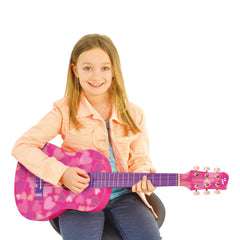CB SKY traditional steel strings 30in pink guitar for kids, durable and fun