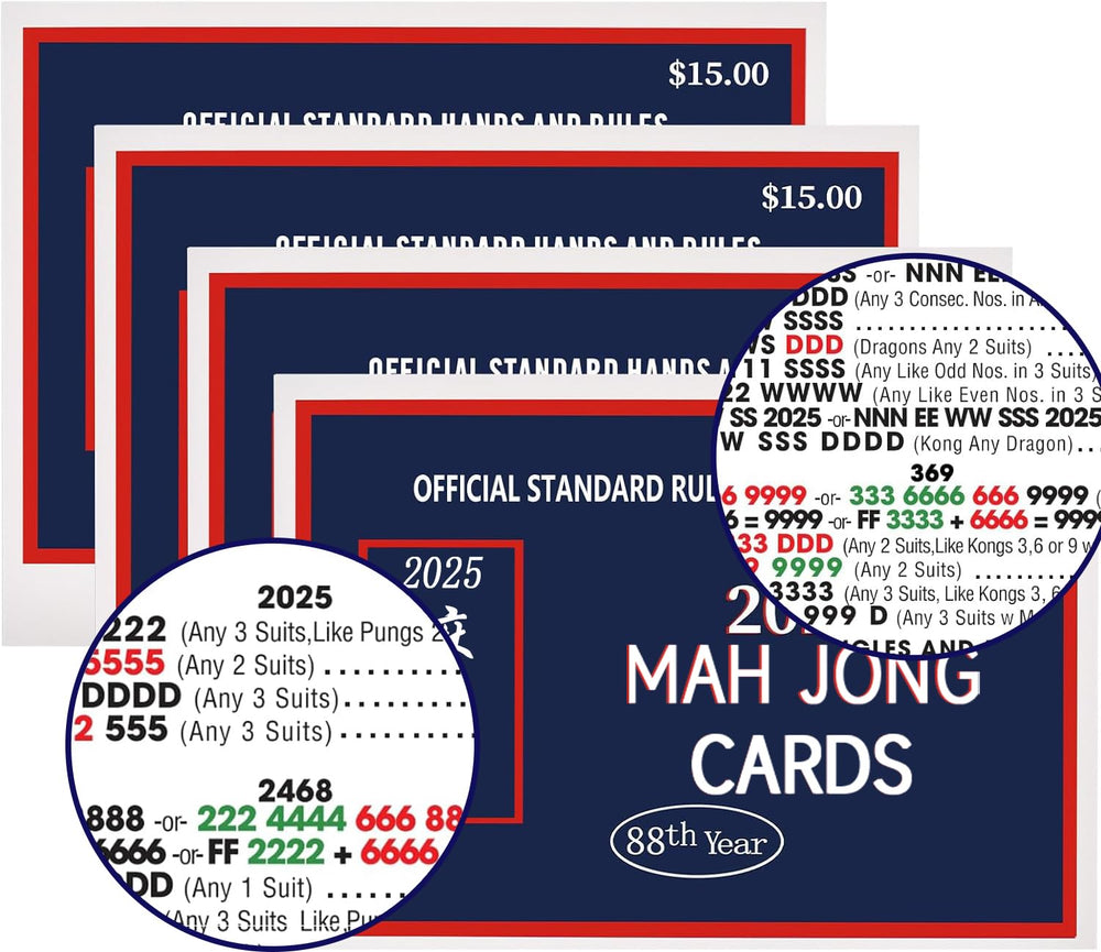 Cbcbtwo Mahjong 2025 large-size cards four-pack for easy handling and quick viewing.