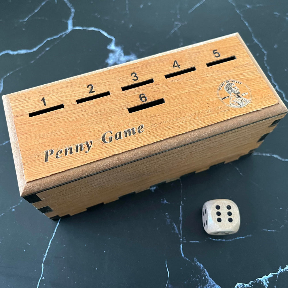 CBLKUS Penny Game box top view, quick family fun setup