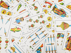 CDBXRA Spanish playing cards four-deck set shown during a shuffle for smooth handling.