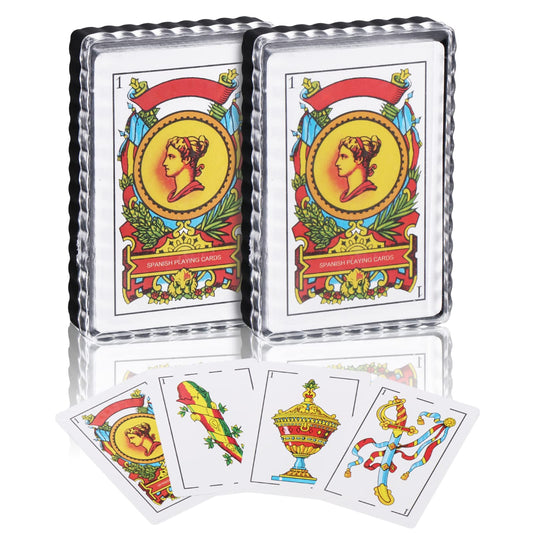 CDBXRA Spanish playing cards waterproof two-deck set for poolside fun.