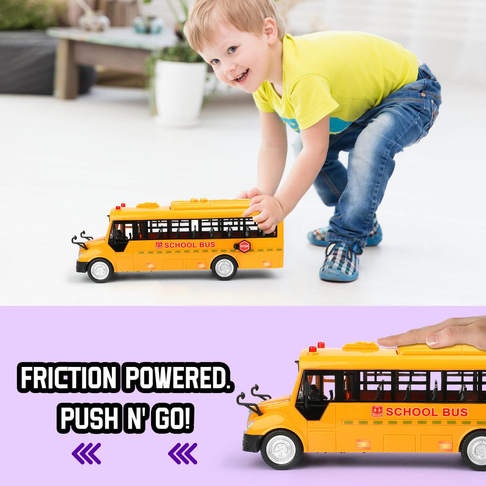 Cdymkf yellow school bus toy open doors invites storytelling and fine motor practice