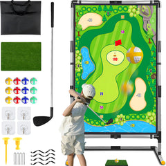 Cecnamt Golf Chipping Game double-sided mat in action for indoor-outdoor fun