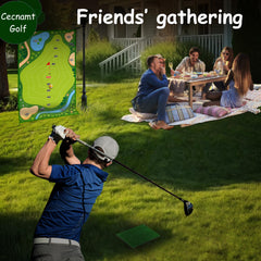 Cecnamt hitting mat use illustrating versatile practice from backyard to patio.