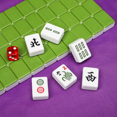 Cedilis green colorway mahjong set suits family game nights.