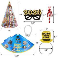 Ceiba Tree felt-plastic-frame-glasses-6-pack, glittery eyewear for festive photos.