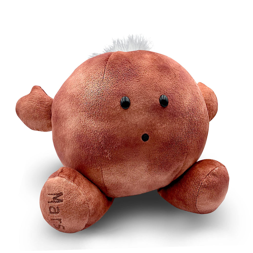 Celestial Buddies Mars Buddy plush face with embroidered features and soft texture for learning.