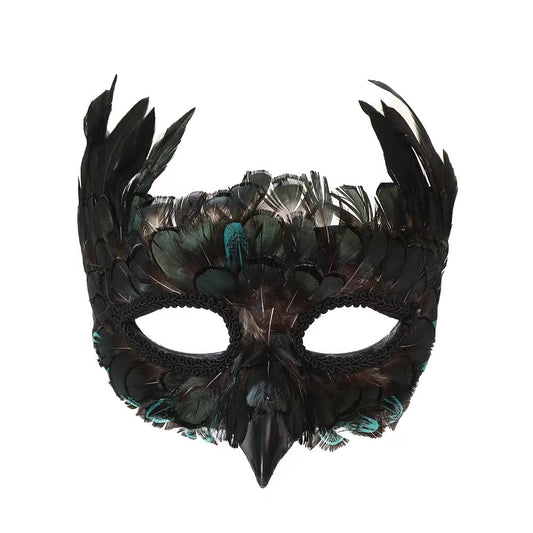 CENFPOLA feather animal mask with beak nose and eye ribbons for a bold masquerade look