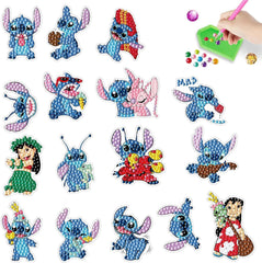 cerfioo Stitch diamond art sticker design emphasizes sparkle and focus for kids