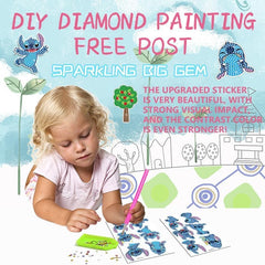 cerfioo Stitch diamond art sticker close-up with shiny facets and color variety
