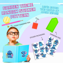 cerfioo Stitch diamond art sticker set showcasing kid-friendly craft activity
