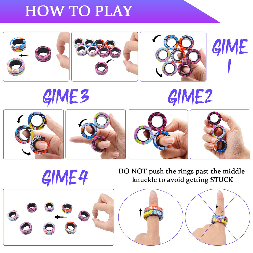 Cevioce 9pcs magnetic rings on office desk for quick calm moments.