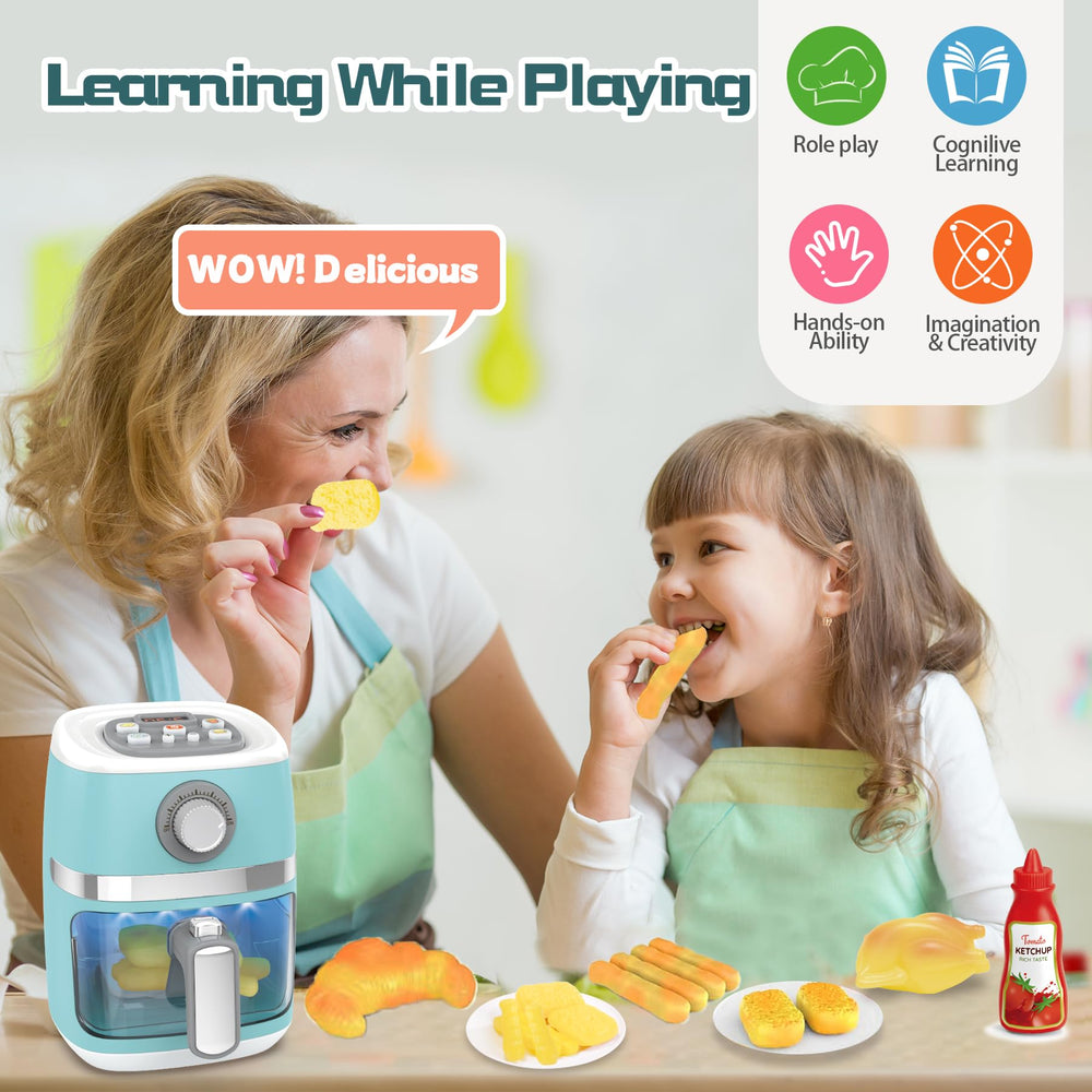 Cewuky color change fries demonstrate visual feedback during pretend cooking.