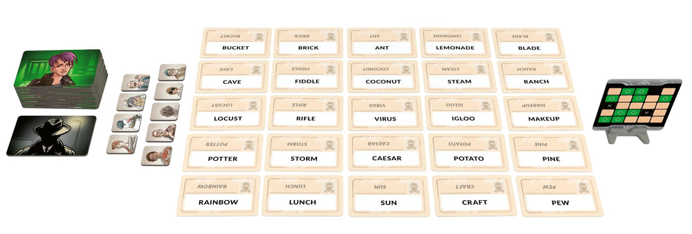 CGE Codenames Duet 2nd Edition clue round with one-word clues and numbers