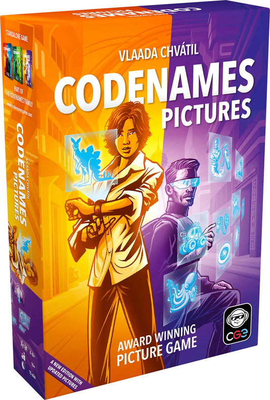 CGE Codenames: Pictures artwork cards show vibrant imagery to spark quick connections during play