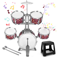 CHADRIGIVS kids drum set sturdy stool ensures stable seating during play.