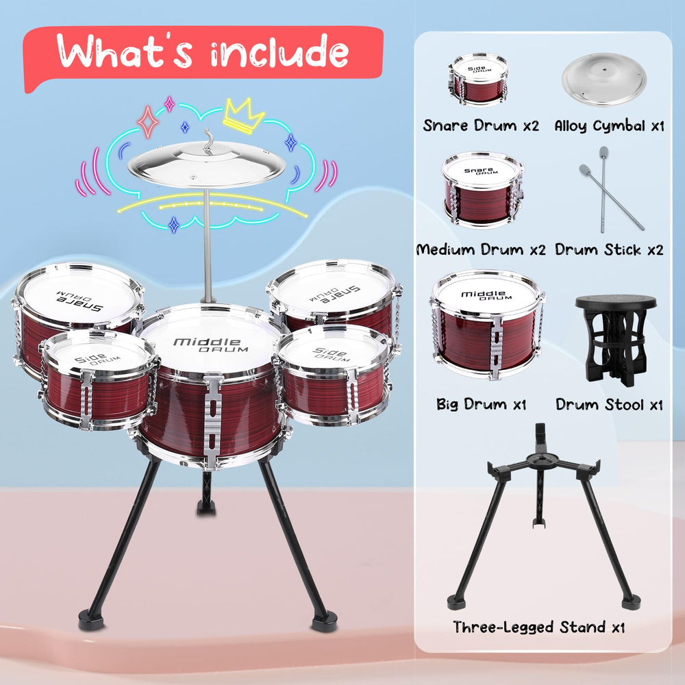 CHADRIGIVS complete drum set for kids unboxed ready for quick assembly
