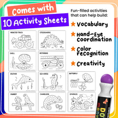 Chalkola colorful washable ink is safe for messy play.
