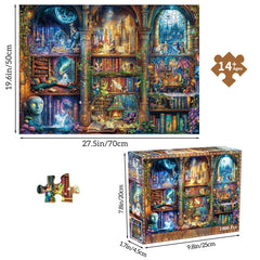 Chalzidar Enchanted Library puzzle shelves scene promotes calm focus