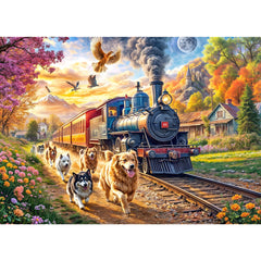 Chalzidar Happy Train puzzle assembled front view for immersive relaxation and family bonding.