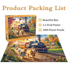 Chalzidar Happy Train puzzle size 70x50 cm for display-ready art after completion.