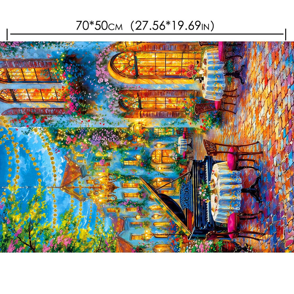 Chalzidar Romantic Piano Night puzzle spread shows intricate 1000-piece design for focus.