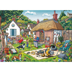Chalzidar Warm Courtyard puzzle cover shows 1000 pieces for calm family time.
