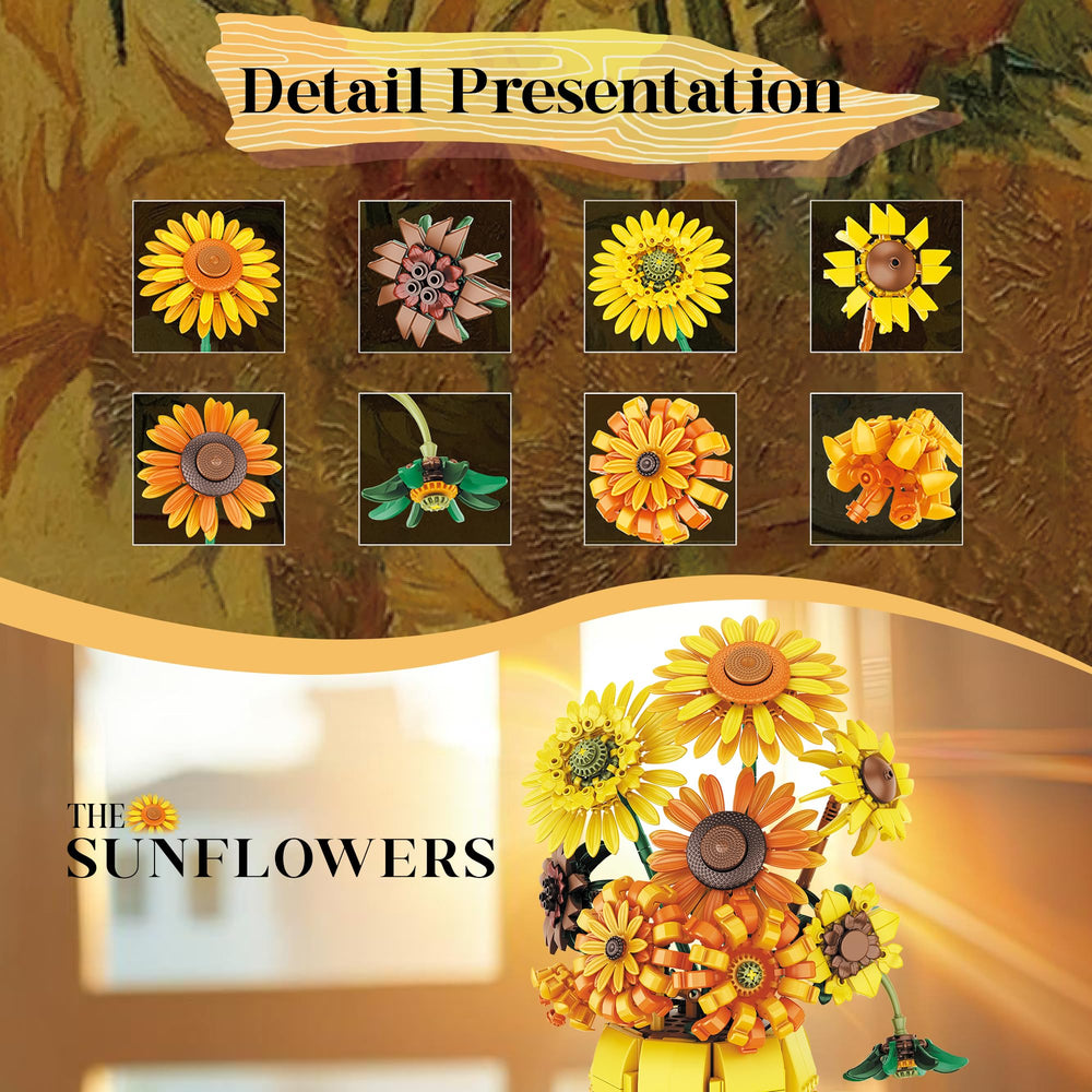 Chanbrick Sunflower Building Set bricks close-up shows color and sturdy construction.