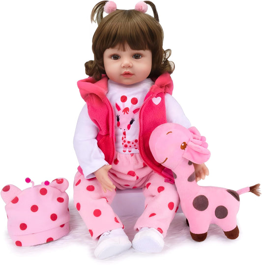 CHAREX Realistic Baby Doll 18in front view with lifelike eyes for imaginative play.