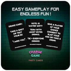Charge It 2 The Game dares and lyrics card close-up illustrates laughter and shared challenges