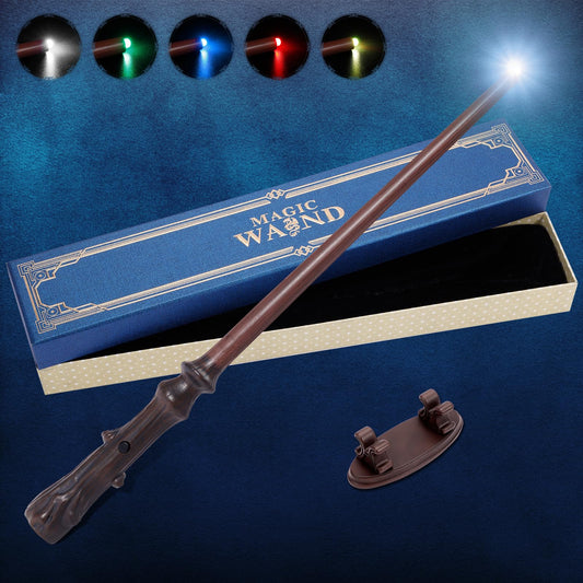 CharmFields light-up wizard wand with trunk texture, ideal for striking cosplay displays.