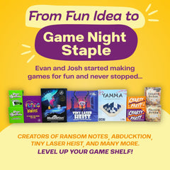 Charty Party game-night box ready for instant hosting as guests arrive.