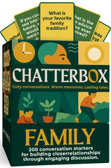 Chatterbox Conversation Cards box open for easy family bonding.