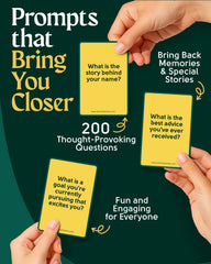 Close-up of Chatterbox prompts sparking family storytelling.
